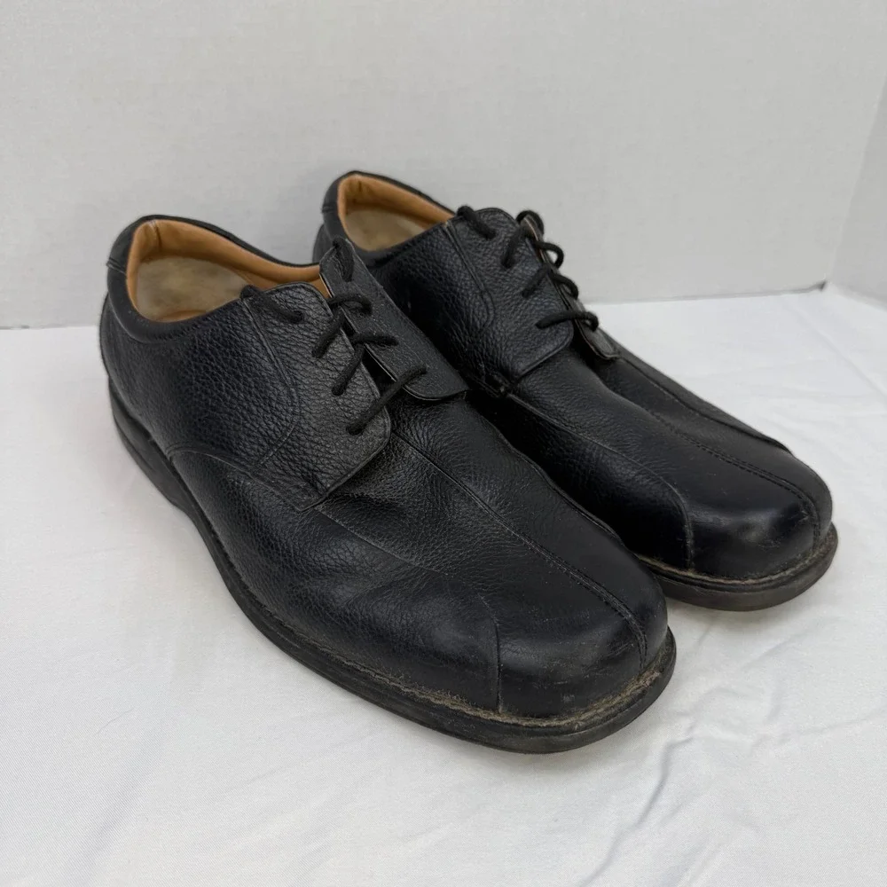 G.H. Bass Lex Mens Black Leather Oxford Shoes Square Toe Size 12 W